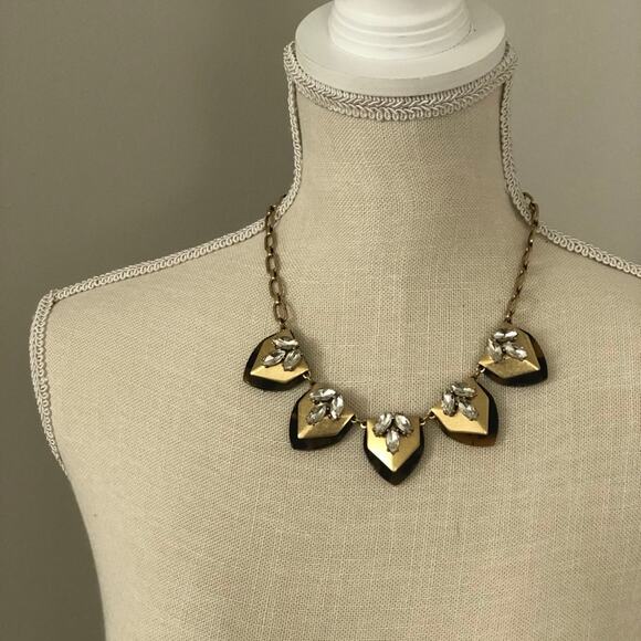 J. Crew Tortoise Shell Crystal Statement Necklace - Picture 3 of 8
